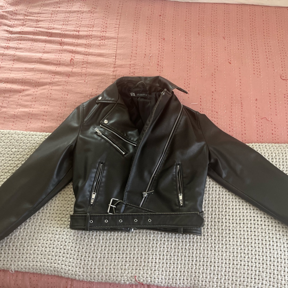 Zara Black Leather Moto Jacket